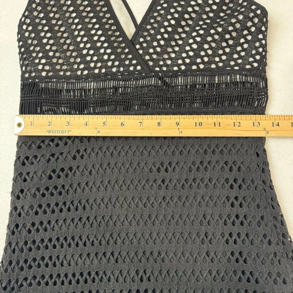Sandro Paris Paola Mini Dress Size 1 Black Lace Crochet‎ Sleeveless Deep V Neck - Picture 15 of 16